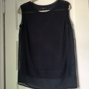 Next Navy top, blouse w/ sheer side panels!